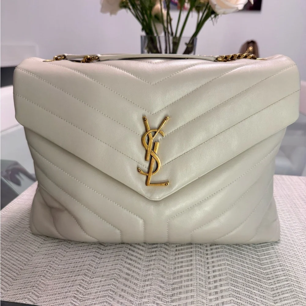 Yves Saint Laurent Ivory Quilted Shoulder Bag - Picture 2 of 6